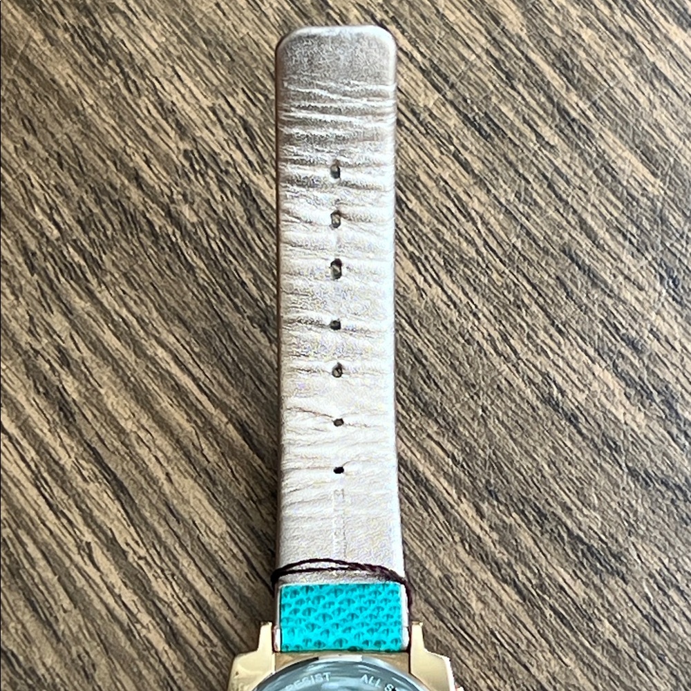 BCBGMaxAzria Gold & Teal Textured Square Watch (inoperative) - Picture 6 of 7
